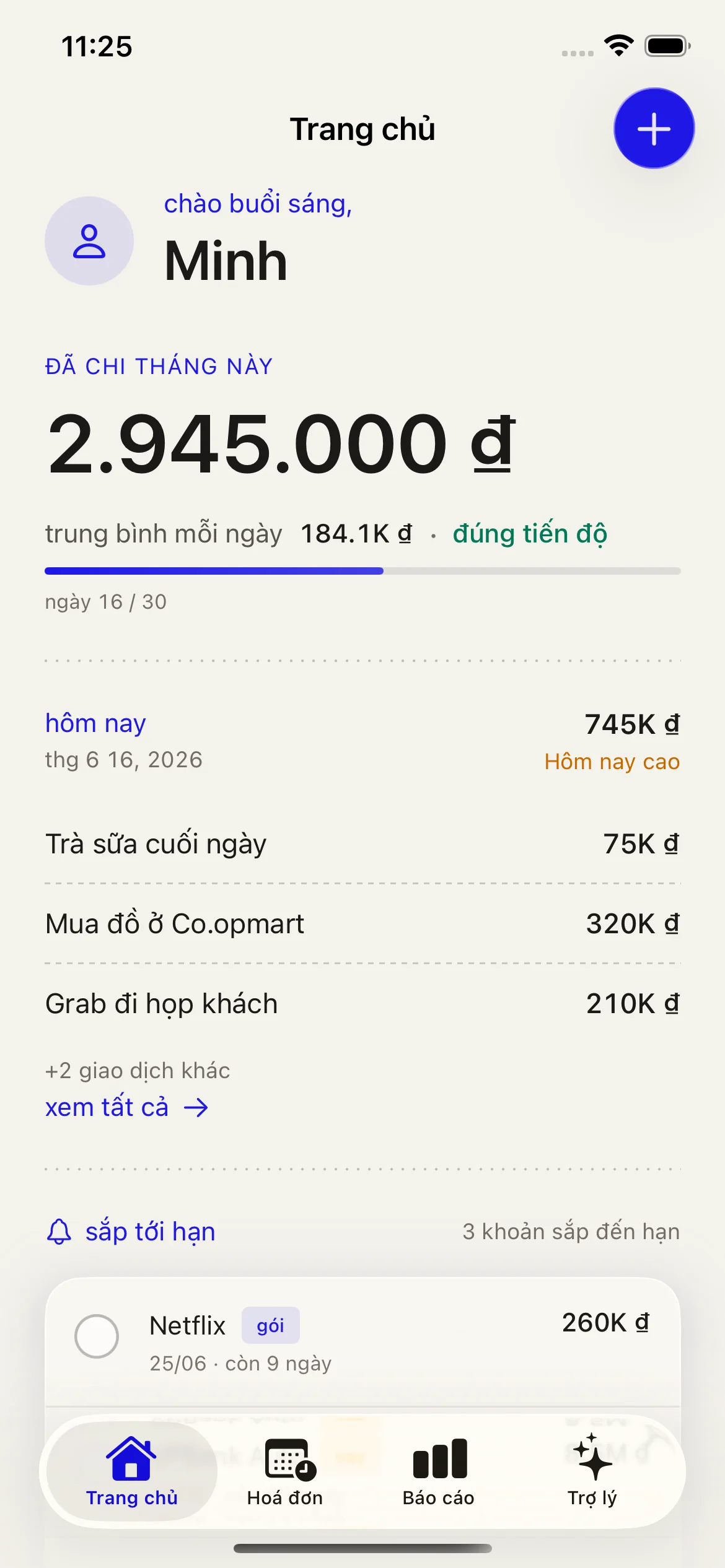 Ảnh màn hình Lumi hiển thị cách ghi chi tiêu nhanh trên iPhone.