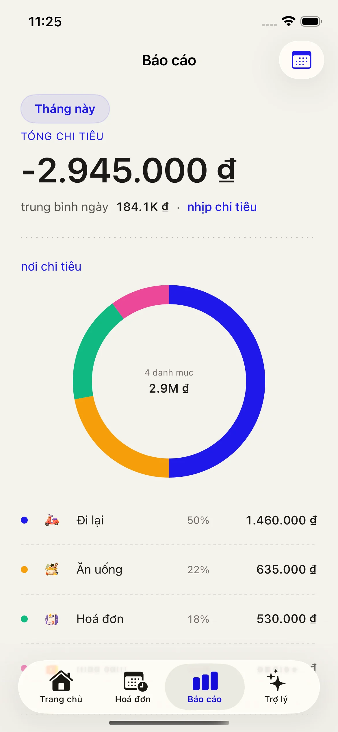 Ảnh màn hình Lumi cho insight chi tiêu tháng.